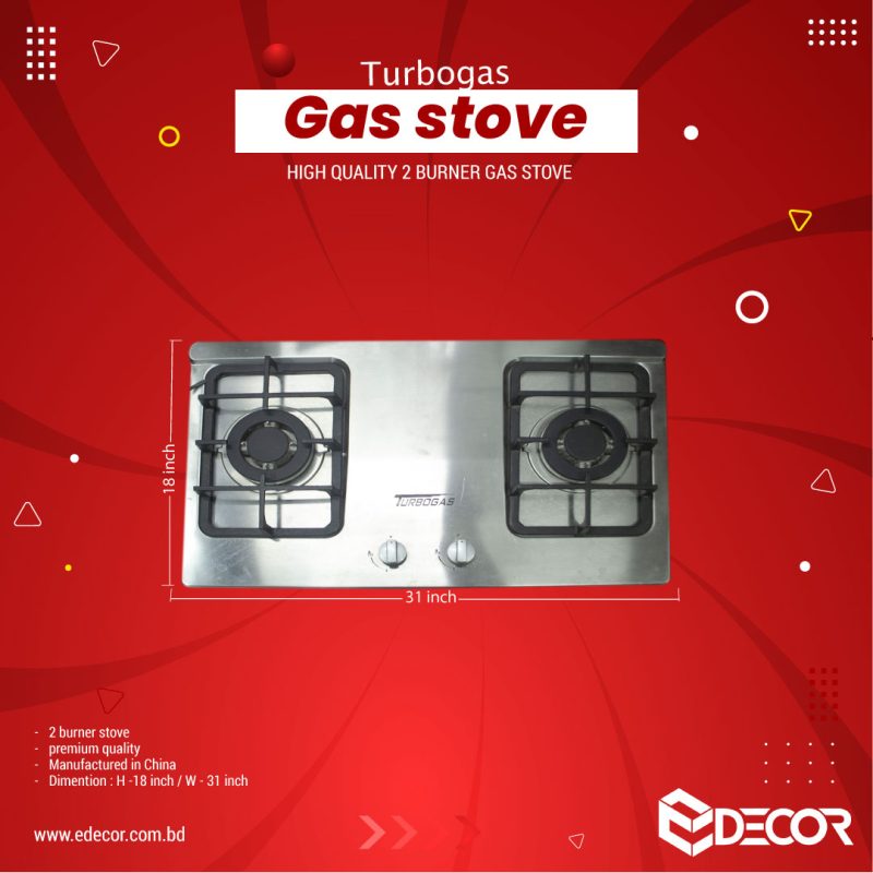 Turbo Gas Stove, Made of Steel, Silver eDecor